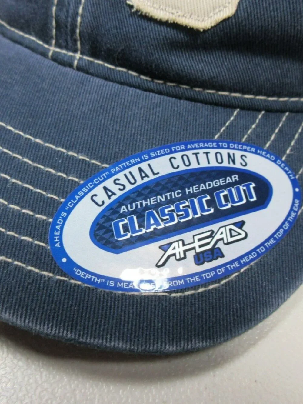 Ahead mens navy an tan distressed Soggy Dollar Bar SDB snapback hat OS NWT
